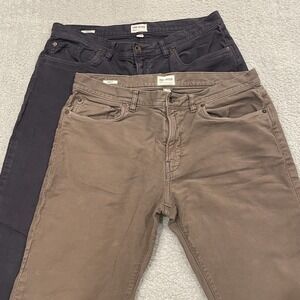(2) Todd Snyder Stretch 5 Pocket Chino Slim Fit Pants Mens 34x32 Brown Navy